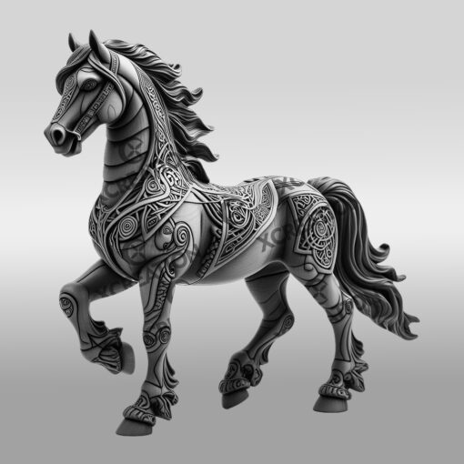 Design de gravure laser en 3D de cheval, motif unique d'art animal pour machines. – Image 6