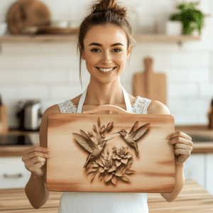 Hummingbird 3D Illusion Charcuterie Board Engraving File, Kitchen