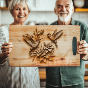 Hummingbird 3D Illusion Charcuterie Board Engraving File, Kitchen