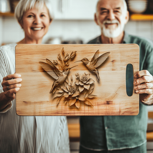 Hummingbird 3D Illusion Charcuterie Board Engraving File, Kitchen