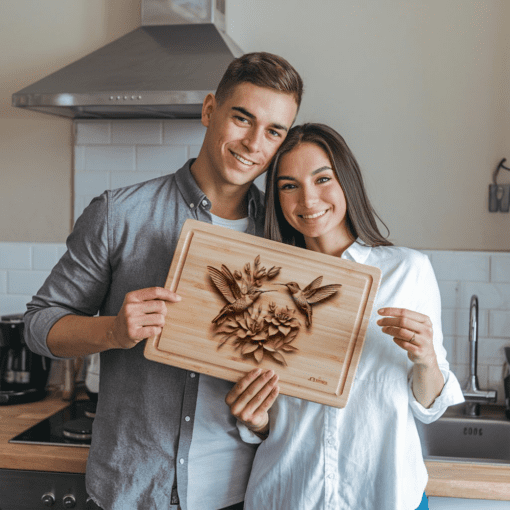Hummingbird 3D Illusion Charcuterie Board Engraving File, Kitchen