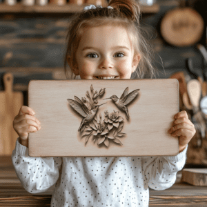 Hummingbird 3D Illusion Charcuterie Board Engraving File, Kitchen