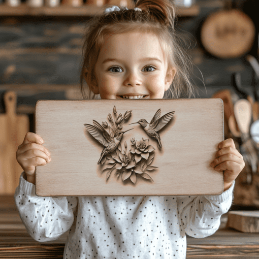 Hummingbird 3D Illusion Charcuterie Board Engraving File, Kitchen