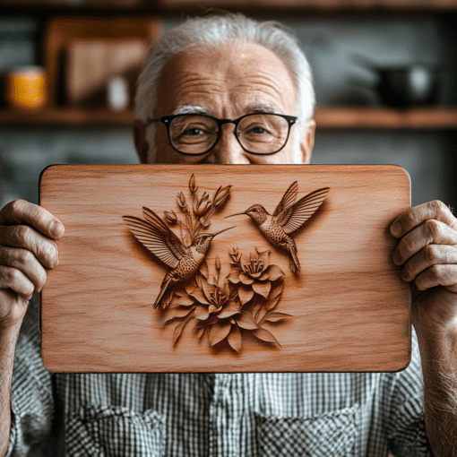 Hummingbird 3D Illusion Charcuterie Board Engraving File, Kitchen