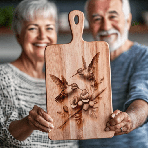 Hummingbird 3D Illusion Charcuterie Board Laser Engraving File