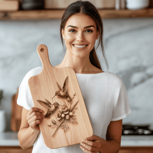 Hummingbird 3D Illusion Charcuterie Board Laser Engraving File