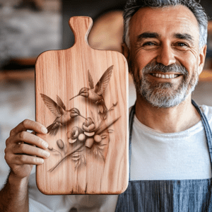 Hummingbird 3D Illusion Charcuterie Board Laser Engraving File