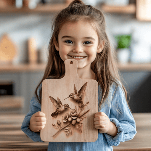 Hummingbird 3D Illusion Charcuterie Board Laser Engraving File