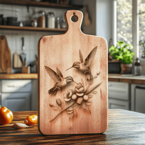 Hummingbird 3D Illusion Charcuterie Board Laser Engraving File