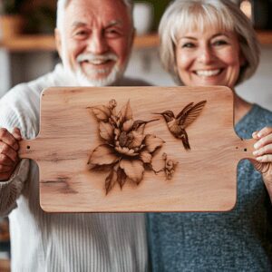 Hummingbird 3D Illusion Charcuterie Board Laser File, Unique