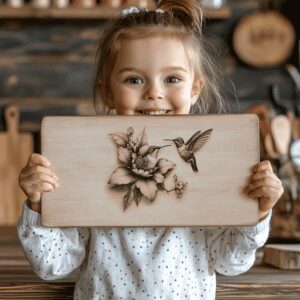 Hummingbird 3D Illusion Charcuterie Board Laser File, Unique