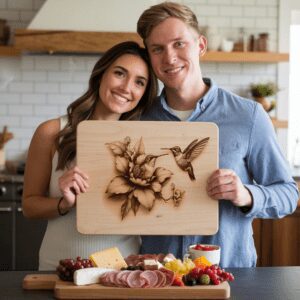 Hummingbird 3D Illusion Charcuterie Board Laser File, Unique