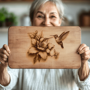 Hummingbird 3D Illusion Charcuterie Board Laser File, Unique