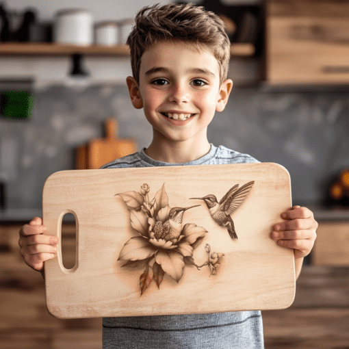 Hummingbird 3D Illusion Charcuterie Board Laser File, Unique