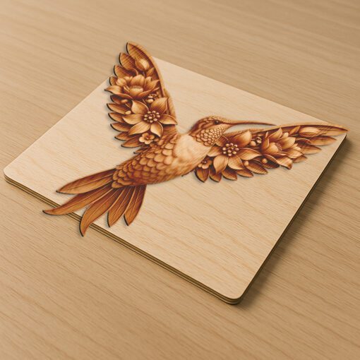 Fichier gravure laser 3D illusion de Colibri, modèle d'art animalier pour décoration DIY – Image 3