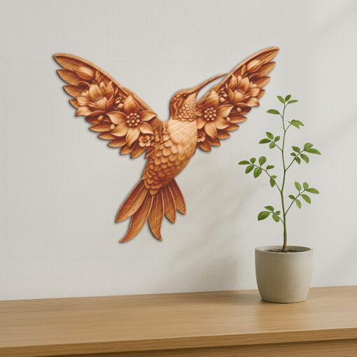 Fichier gravure laser 3D illusion de Colibri, modèle d'art animalier pour décoration DIY – Image 4