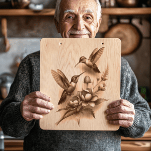 Hummingbird Couple 3D Illusion Charcuterie Board Laser Engraving