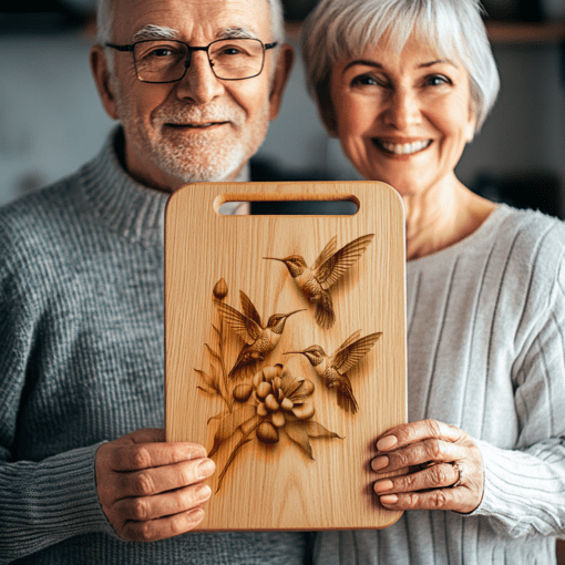File di incisione laser per tagliere da affettati 3D dell'illusione della famiglia dei colibrì, decorazione per cucina - immagine 4