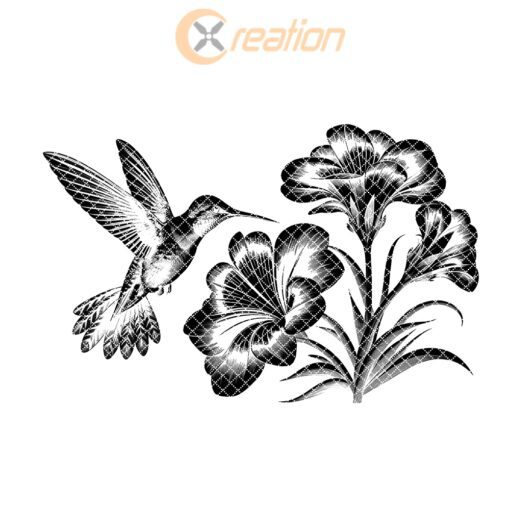 Hummingbird Flower Engraving Design for Slate Cheese Board,