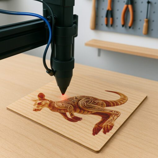 Fichier de design de gravure laser d'illusion 3D de kangourou pour décoration murale et bricolage. – Image 3