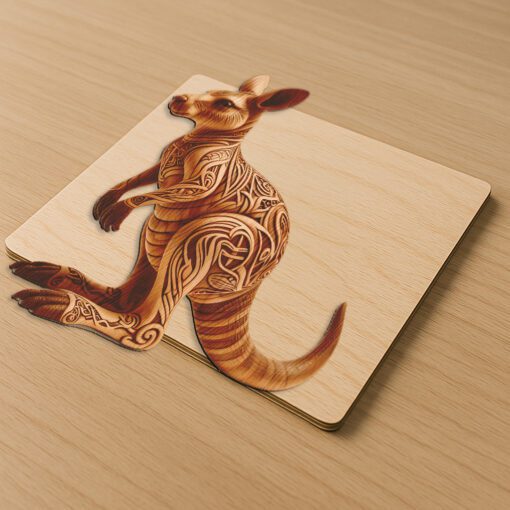 Fichier de design de gravure laser d'illusion 3D de kangourou pour décoration murale et bricolage. – Image 4