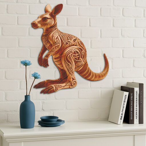 Fichier de design de gravure laser d'illusion 3D de kangourou pour décoration murale et bricolage. – Image 5