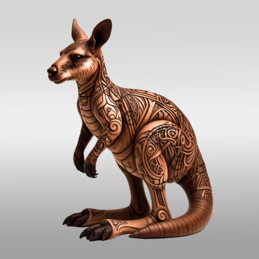 Design d'estampillage laser en 3D de kangourou, modèle unique d'art animalier pour cadeaux DIY.