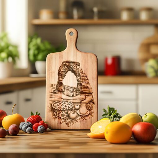 Laser Engraved Charcuterie Board, American Meal Theme, Unique