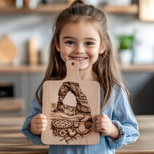 Laser Engraved Charcuterie Board, American Meal Theme, Unique