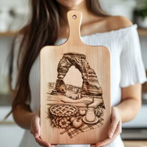 Laser Engraved Charcuterie Board, American Meal Theme, Unique