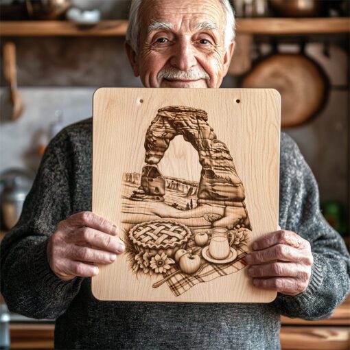 Laser Engraved Charcuterie Board, American Meal Theme, Unique