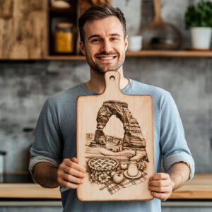 Laser Engraved Charcuterie Board, American Meal Theme, Unique