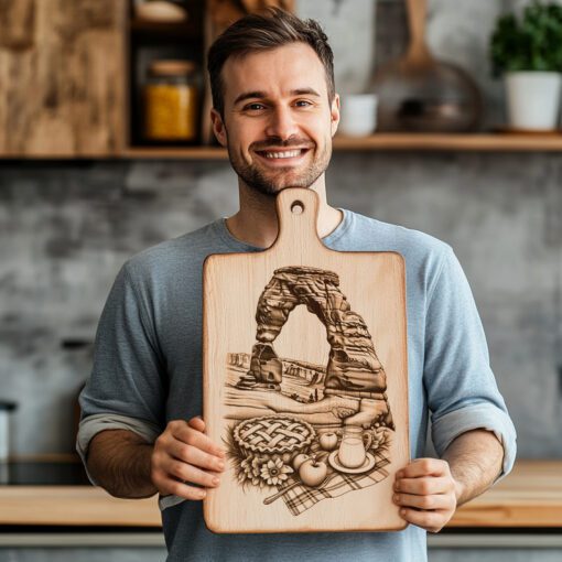 Laser Engraved Charcuterie Board, American Meal Theme, Unique