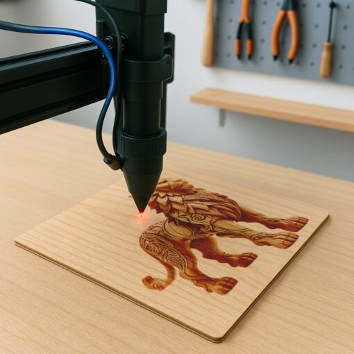 Design d'illusion 3D Lion, Modèle de gravure laser Faune, Art animalier unique – Image 2