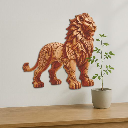 Design d'illusion 3D Lion, Modèle de gravure laser Faune, Art animalier unique – Image 3