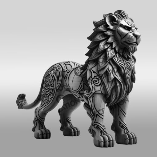 Design d'illusion 3D Lion, Modèle de gravure laser Faune, Art animalier unique – Image 6
