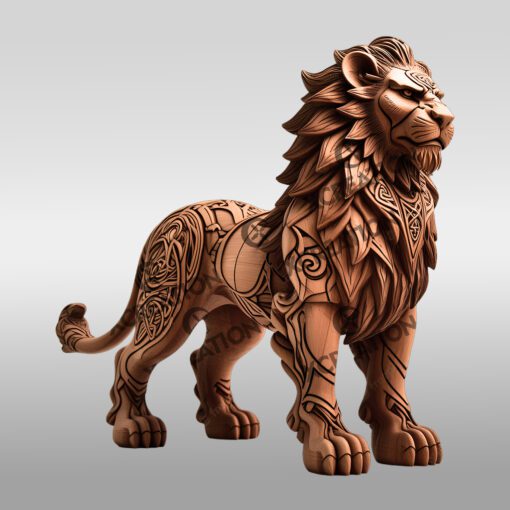 Design d'illusion 3D Lion, Modèle de gravure laser Faune, Art animalier unique