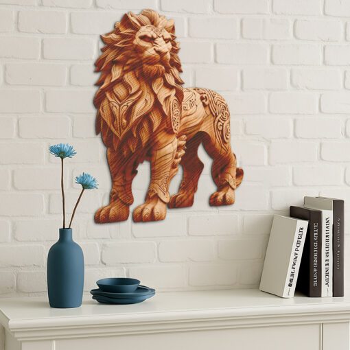 Gravure laser Illusion 3D Lion, Design unique pour la décoration d'intérieur faune – Image 2