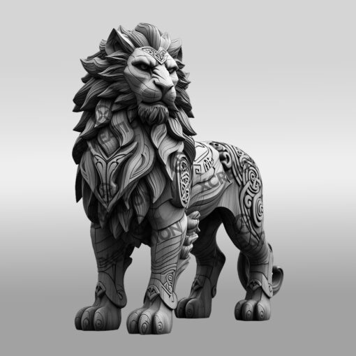 Gravure laser Illusion 3D Lion, Design unique pour la décoration d'intérieur faune – Image 6