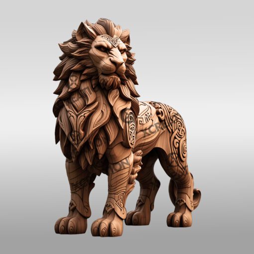 Gravure laser Illusion 3D Lion, Design unique pour la décoration d'intérieur faune