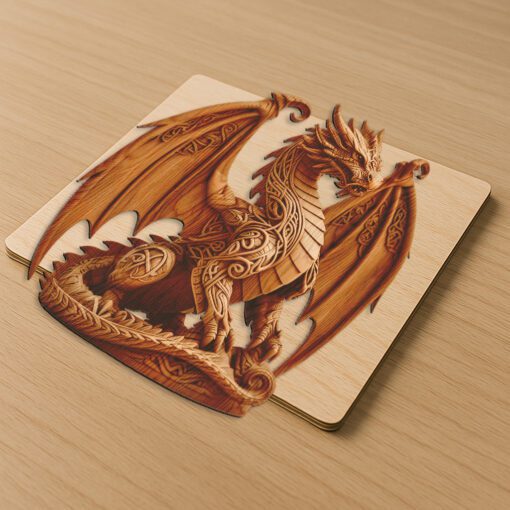 Conception d'estampillage laser 3D illusion de dragon majestueux, fichier numérique PNG pour l'artisanat – Image 2