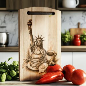 NYC Breakfast Charcuterie Board Engraving File with Statue
