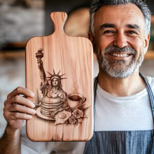 NYC Breakfast Charcuterie Board Engraving File with Statue