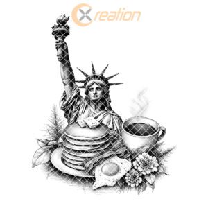 NYC Breakfast Charcuterie Board Engraving File with Statue