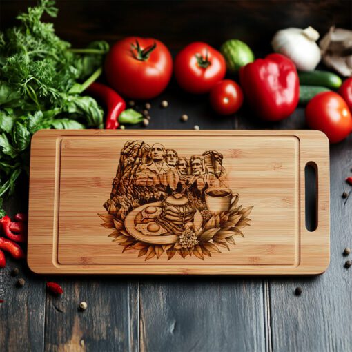 Patriotic Charcuterie Board Engraving File, Mount Rushmore Design