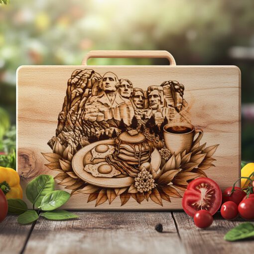 Patriotic Charcuterie Board Engraving File, Mount Rushmore Design