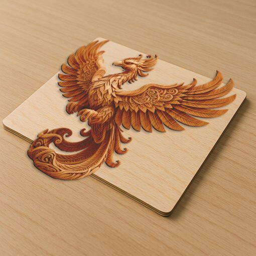 Phoenix 3D Art Design, Laser Engraving Template, Unique