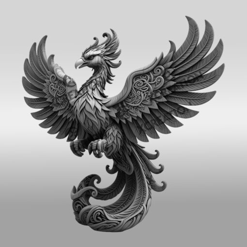 Phoenix 3D Art Design, Laser Engraving Template, Unique