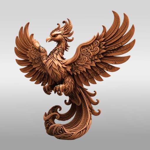 Phoenix 3D Art Design, Laser Engraving Template, Unique