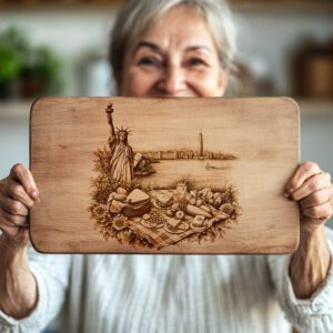 Picnic Charcuterie Board Design, Statue of Liberty Engraving